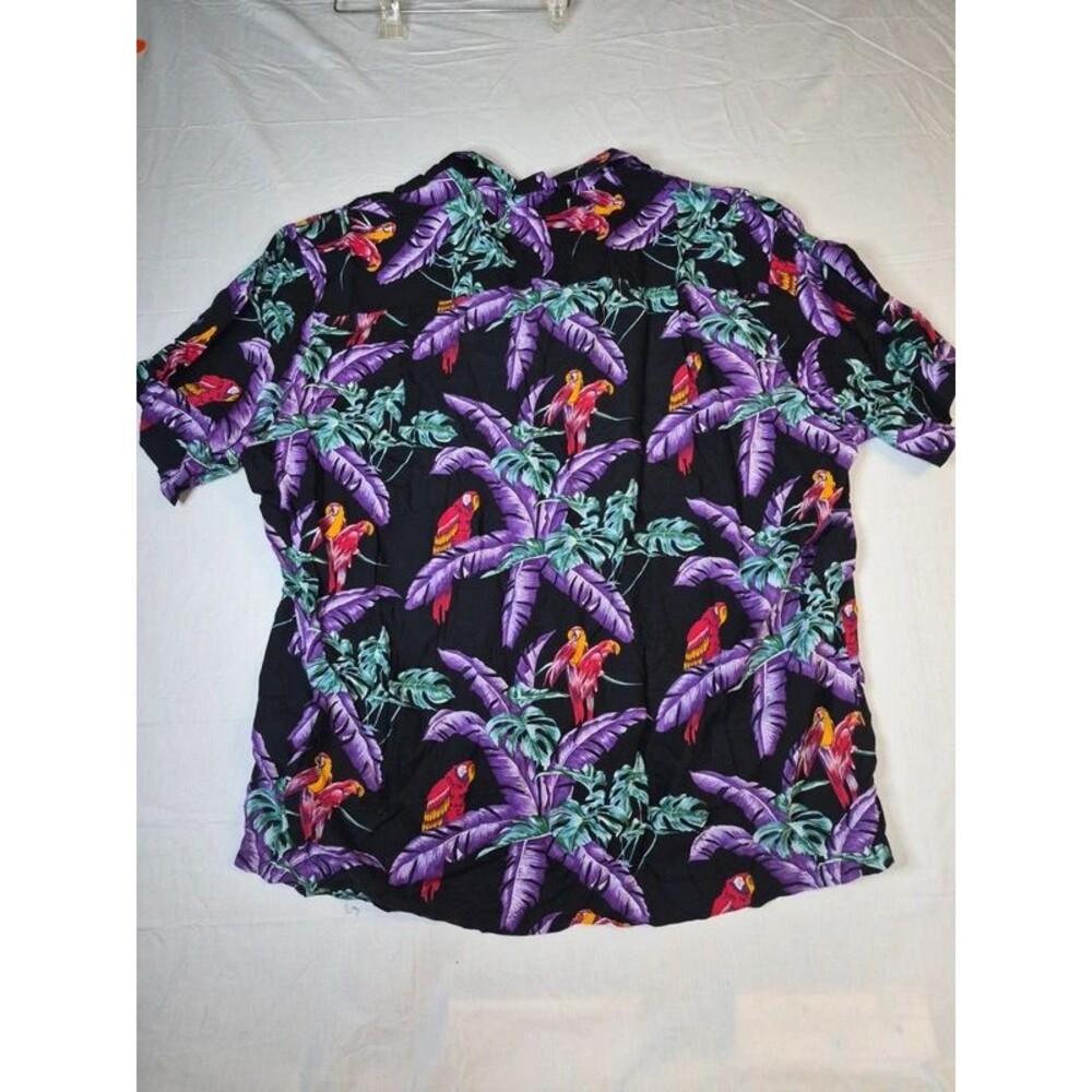 Vintage Paradise Found Shirt Mens 3XL Purple Hawaiian Bird 100% Rayon Magnum PI - Picture 9 of 11